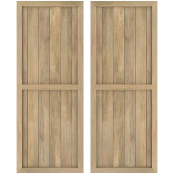 Americraft 6-Board Exterior Wood 2 Equal Panel Framed Board-n-Batten Shutters, ARW101BF621X72UNH, Ekena Millwork, Mfr#: ARW101BF621X72UNH